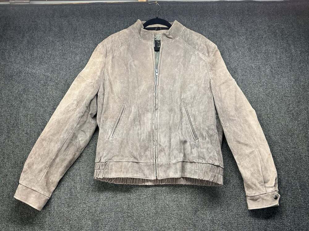 Marquis Of London Suede Leather Bomber Jacket Tan Beige Full Zip